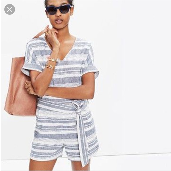 Madewell Pants - Madewell Linen Blend Stripe Romper